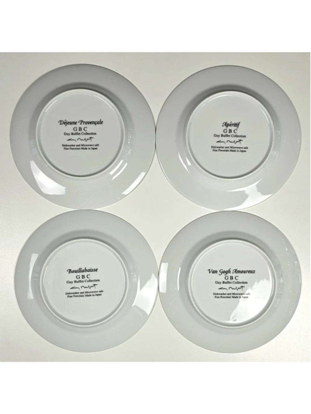 Set of 4 Guy Buffet Marche Aux Fleurs Porcelain Plates Salad Dessert Bistro Vtg